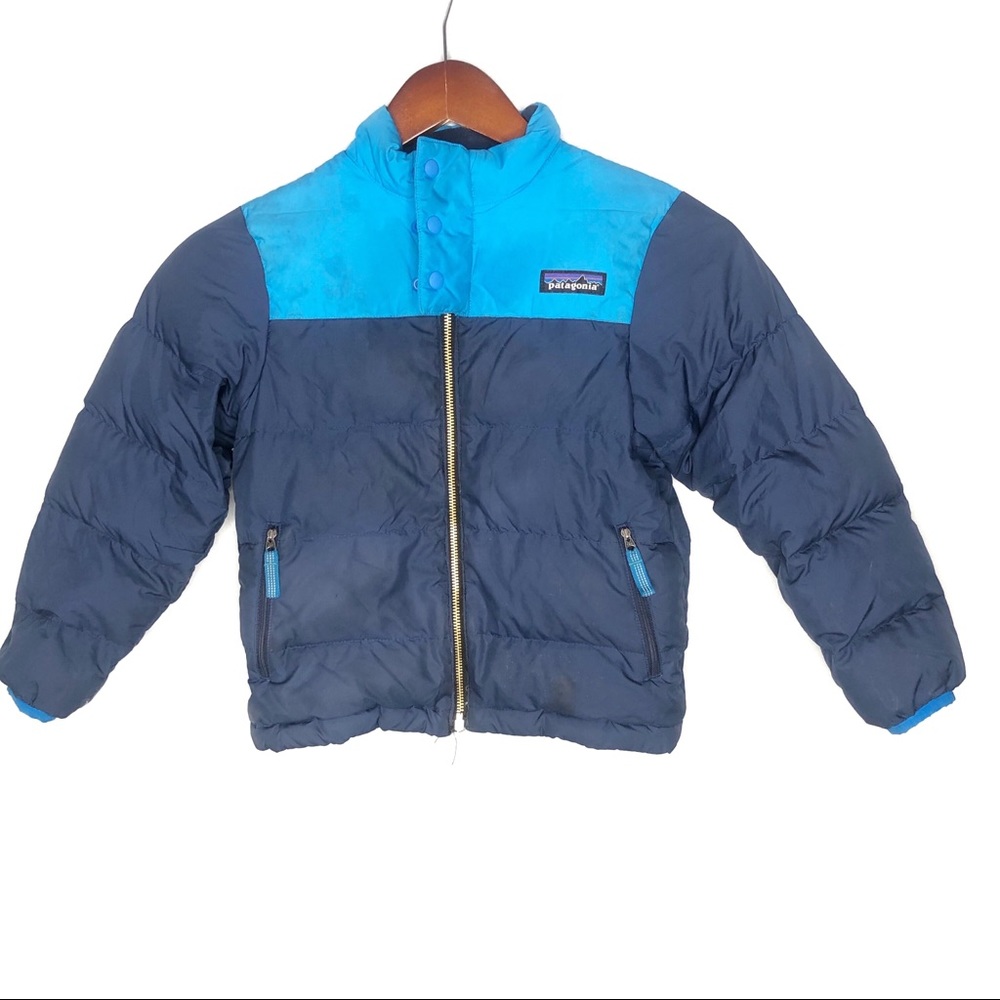 Patagonia boys two toned blue winter zip up jacket
